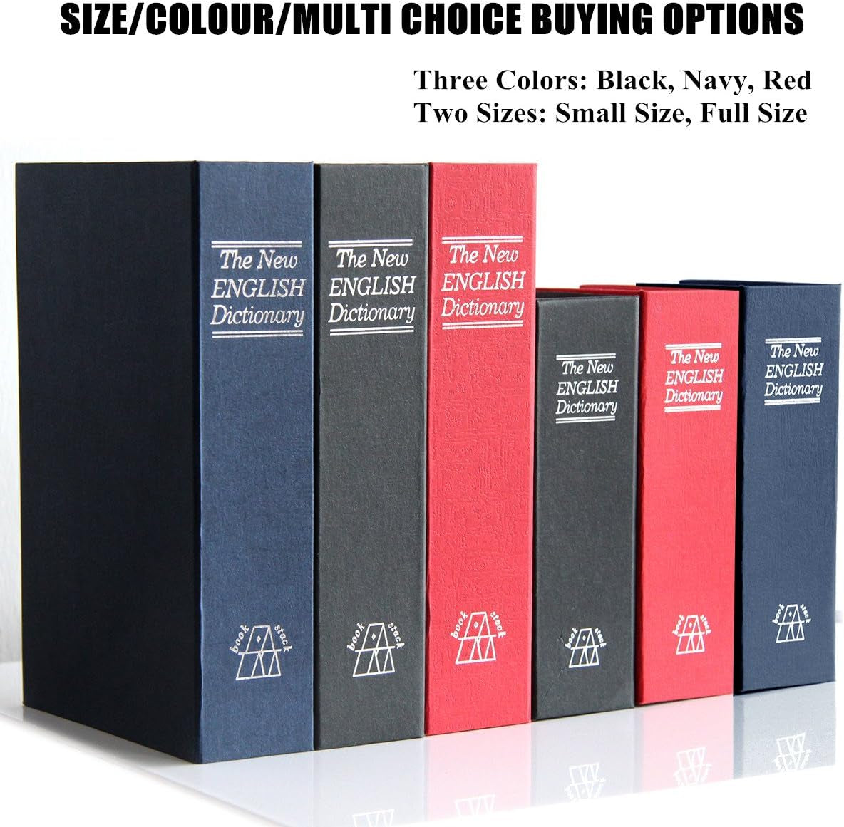 Book Safe with Combination Lock - Home Dictionary Diversion Metal Safe for Home Office Code Lock Money Box High Capacity, 9.5 X 6.2 X 2.2 Inch, SM-BS0402L, Black Large