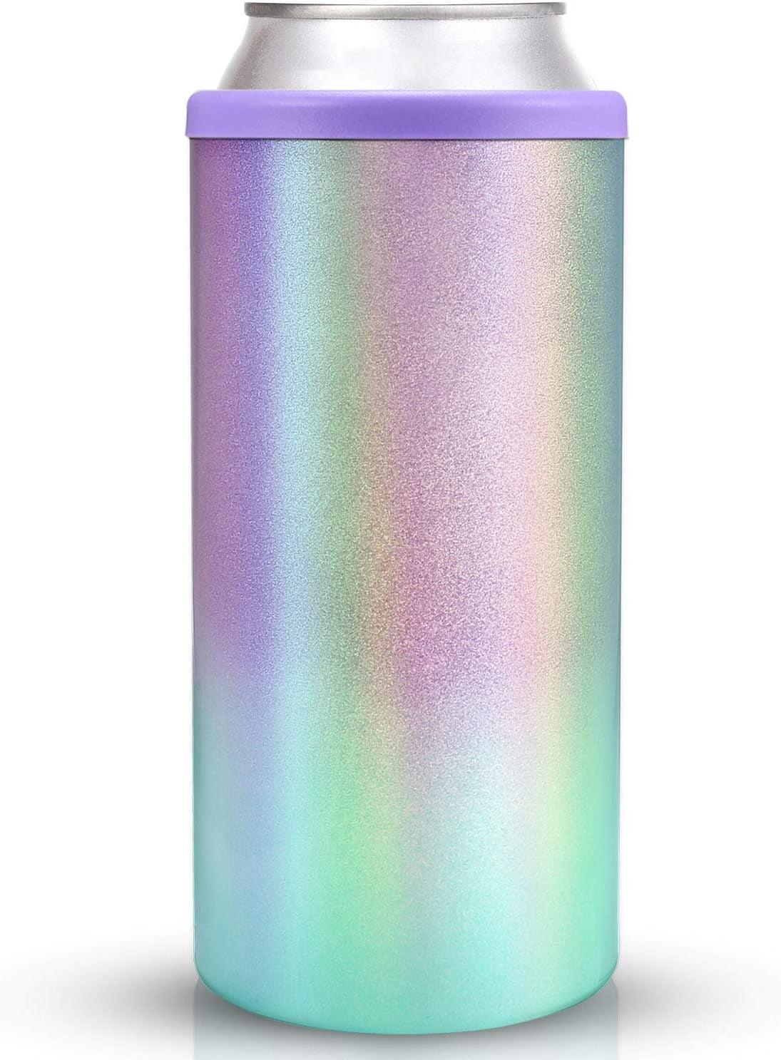 Insulated Can Cooler for 12 Oz Slim Cans,(1 Pack) Double-Walled Vacuum Stainless Steel Can,For Beer/Soda/Beverage/Energy Drinks Can Cooler Keeper-Purple Green