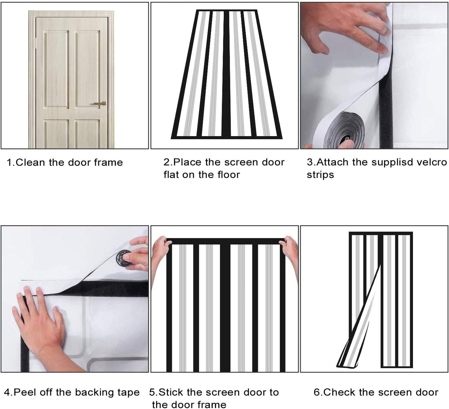 Insulated Door Curtain, Magnetic Thermal Door Cover Screen Door Self-Closing Privacy Magnetic Screen Door Hands Free for Patio, Kitchen, Bedroom, Air Conditioner Room, Fits Doors up to 34" X 80",Black