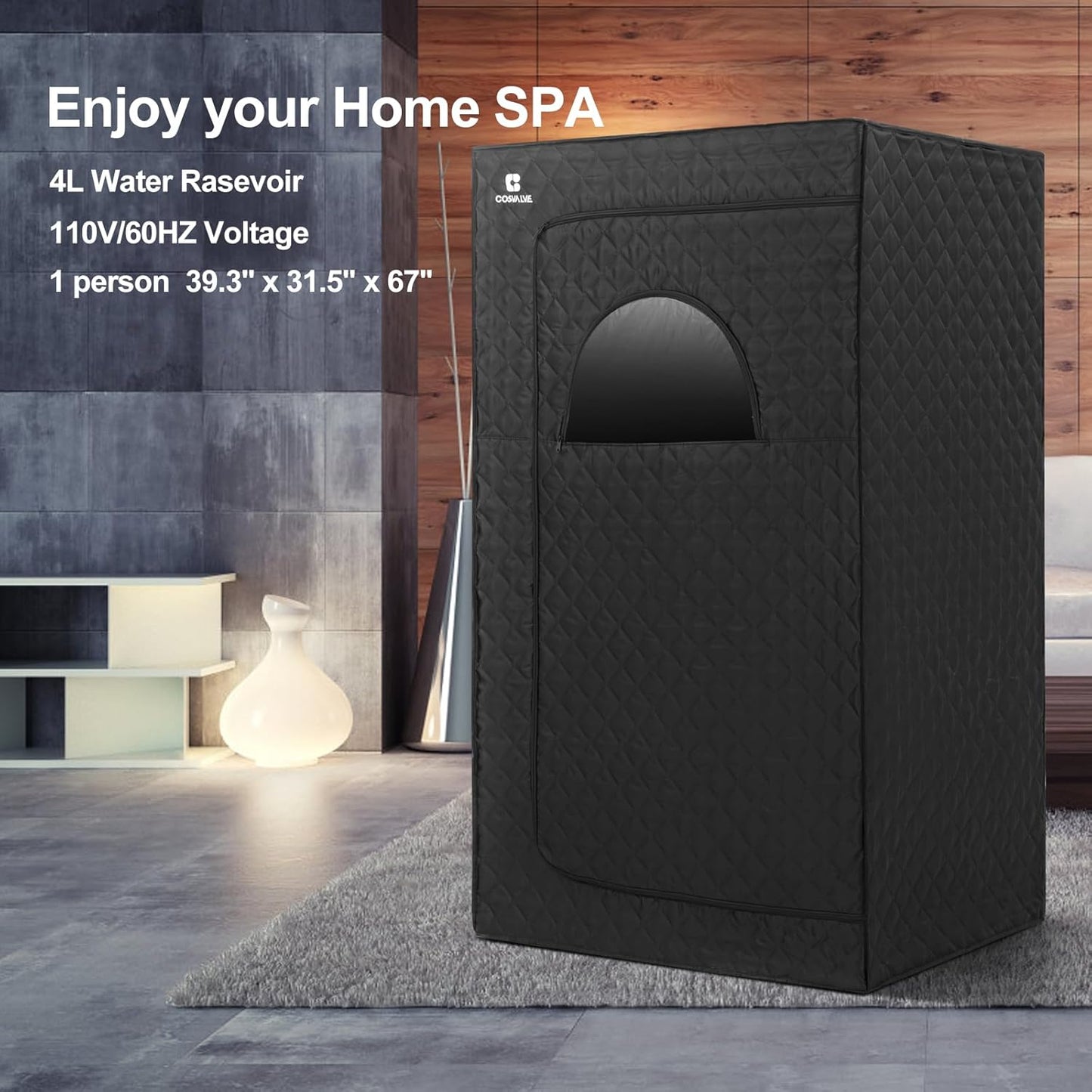 Portable Steam Sauna for Home, Full Size Personal Steam Room Sauna Box Kit with 2.6L 1000W Steam Generator, Remote Control, Indoor Sauna Tent for Home Spa Relaxation (39.3'' X 31.5''X 67'')