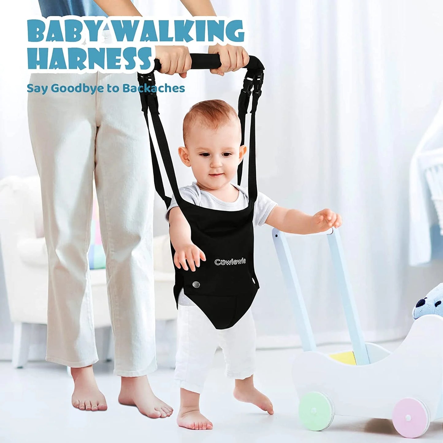 2 in 1 Baby Door Jumper, Adjustable Strap and Seat for 6-24 Months Infant Toddler, Foldable, Black