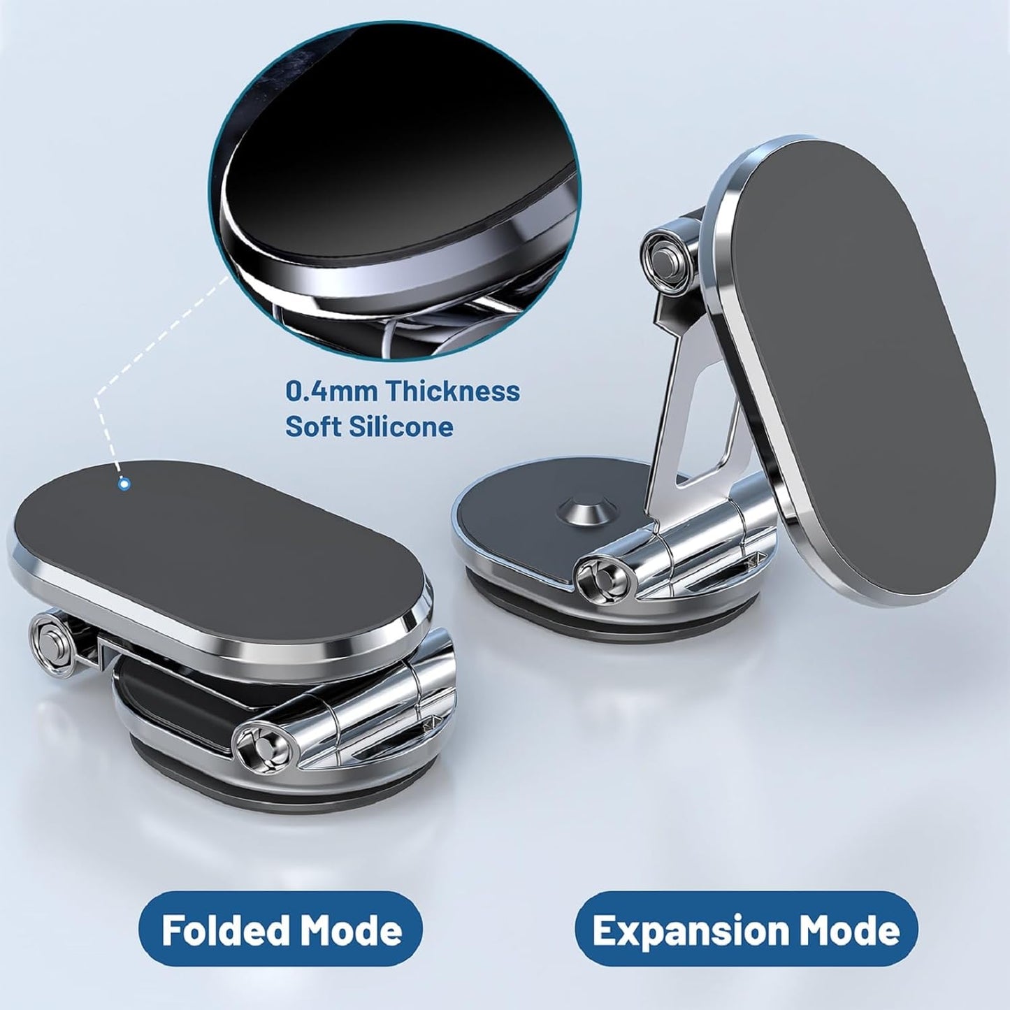 Magnetic Phone Holder for Car Upgrade Foldable 8X Strong Magnetic Phone Mount Multi-Functional 720°Rotation Magnet Cell Phone Mount for All Smartphones (Magnetic Black)