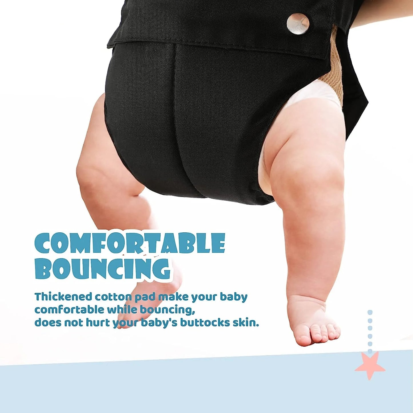 2 in 1 Baby Door Jumper, Adjustable Strap and Seat for 6-24 Months Infant Toddler, Foldable, Black