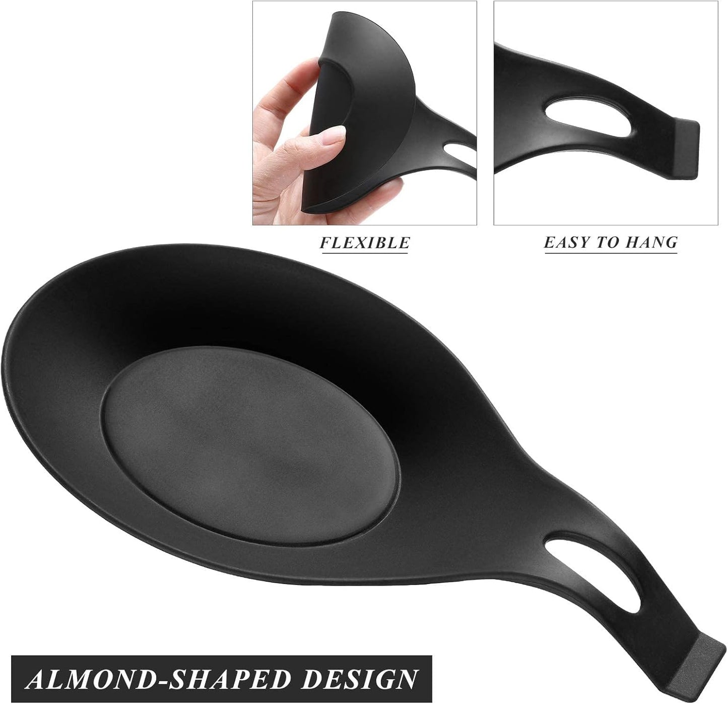 (4 Pcs) Spoon Rest, Spoon Rest for Kitchen, Red/Black, Silicone Spoon Holder, Spoon Rest for Kitchen Counter