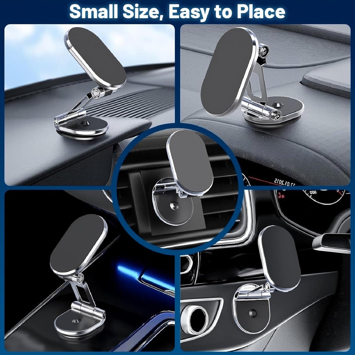 Magnetic Phone Holder for Car Upgrade Foldable 8X Strong Magnetic Phone Mount Multi-Functional 720°Rotation Magnet Cell Phone Mount for All Smartphones (Magnetic Black)