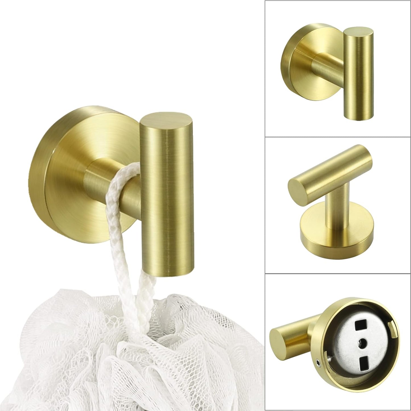 Bathroom Hardware Set SUS 304 Stainless Steel 3-Pieces 16 Inch Towel Bar Toilet Paper Holder Towel Hook Brushed Gold Finish, LA20BZ-32