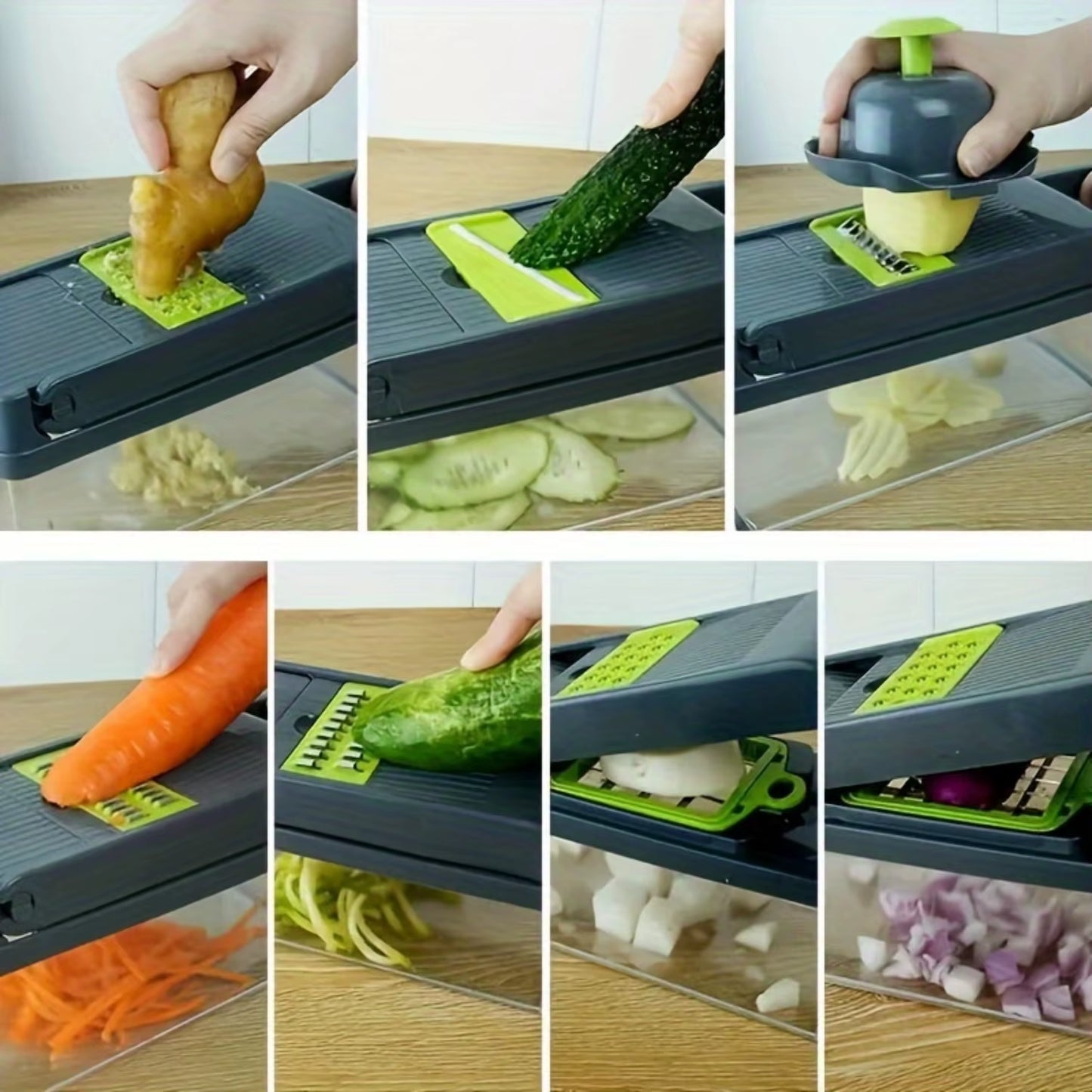 Multifunctional, Robust Vegetable Chopper & Fruit Slicer Set - Manual Food Cutter with Container, Efficient Onion Mincer, Potato