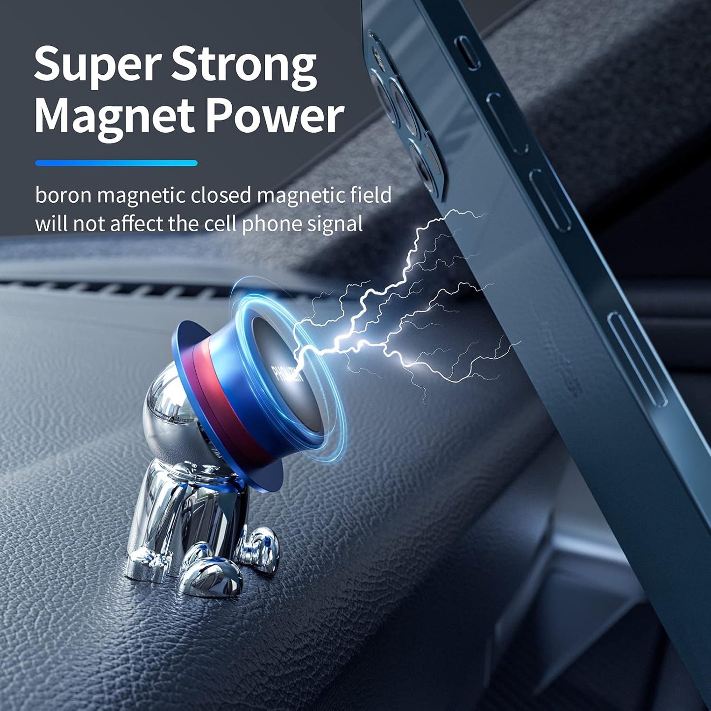 Magnetic Phone Mount, Universal Dashboard Car Phone Holder Mount, 360° Rotation Super Strong Magnetic Phone Holder for Car Compatible with All Cell Phones Hands Free Phone Mount for Car(Blue)…