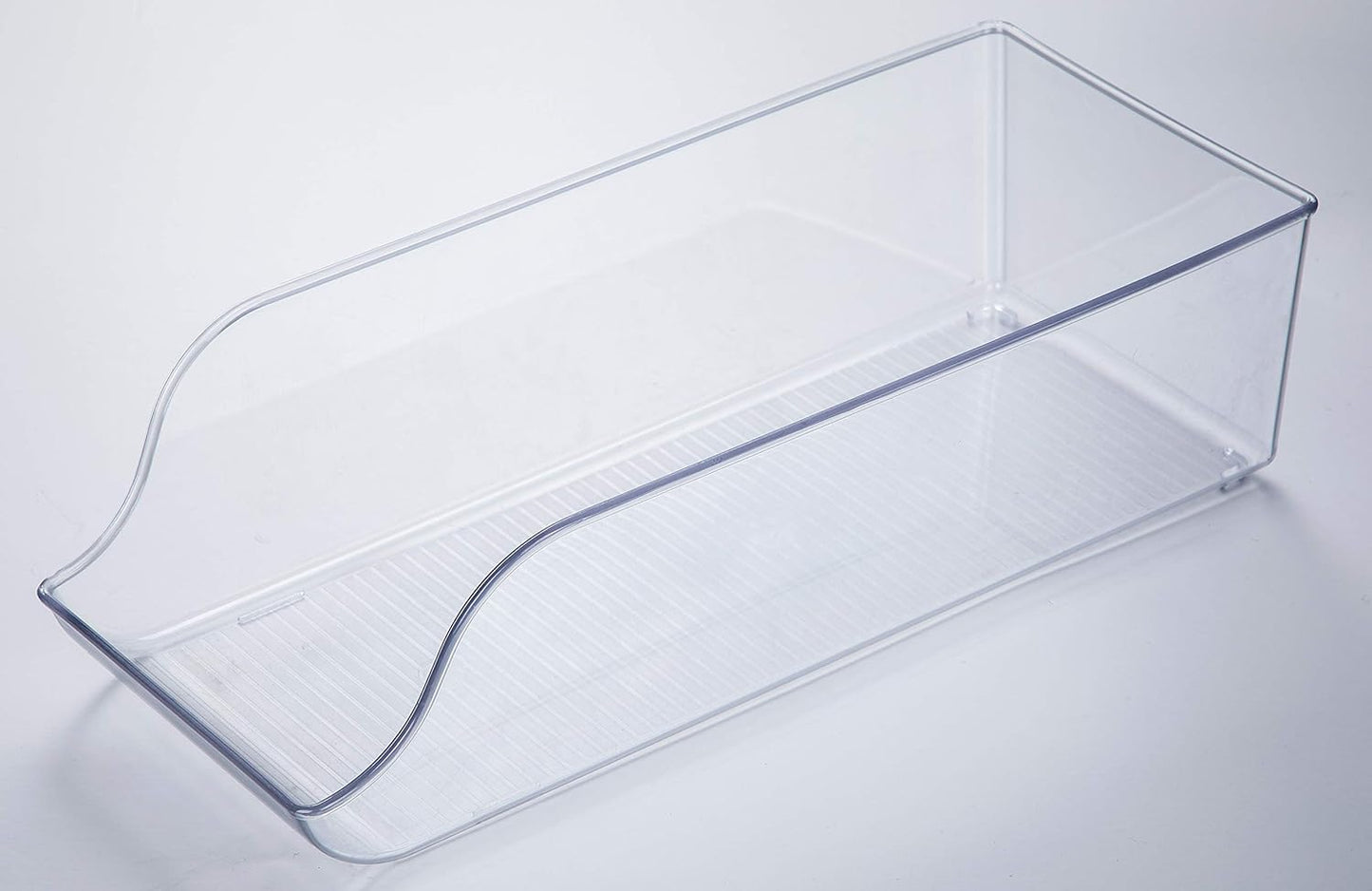 Set of 2 - Refrigerator Organizer Bin Pop Soda Can Beverage Holder for Fridge, Kitchen, Countertops, Cabinets - Clear Plastic Can Dispenser and Canned Food Pantry Storage Rack (Without Lid)