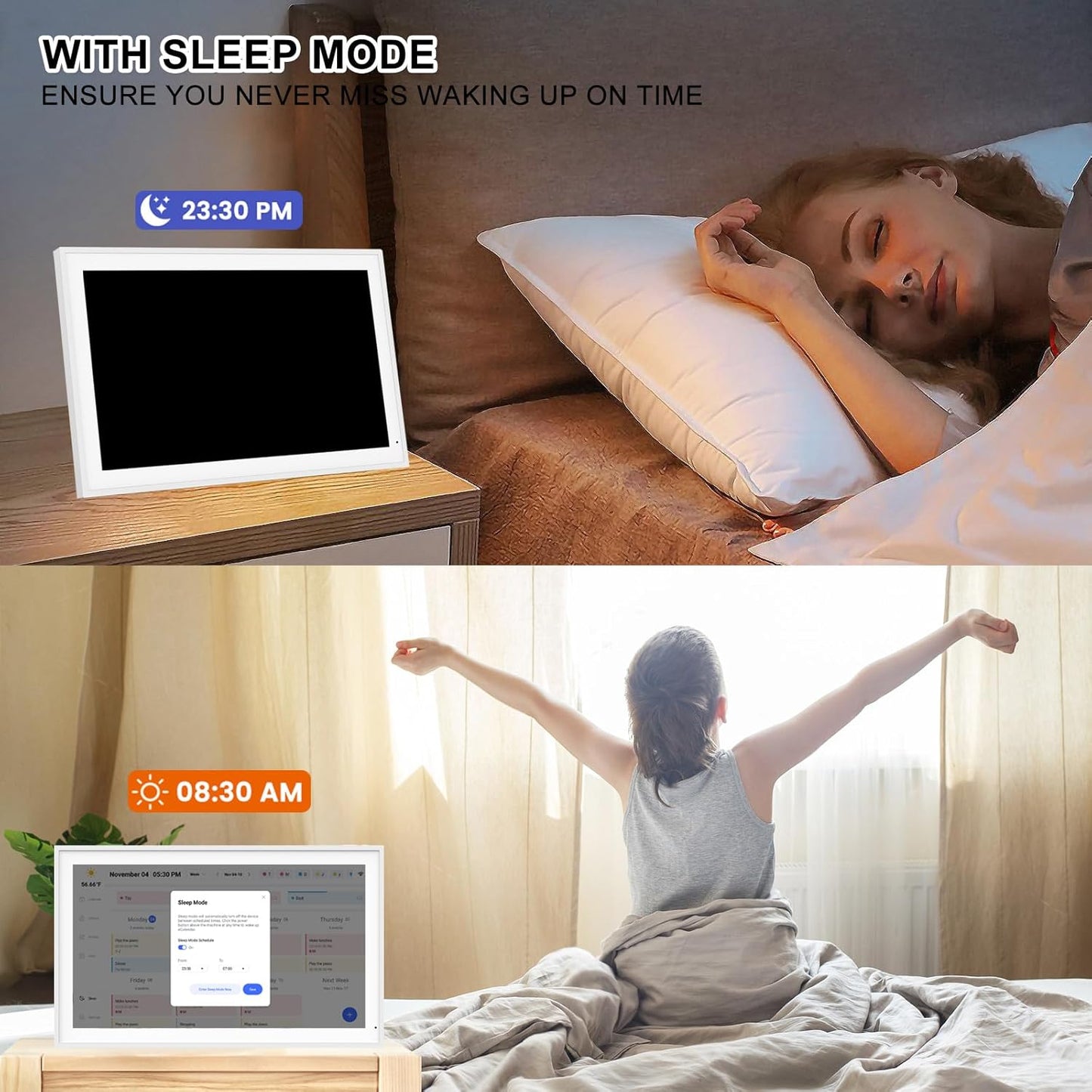 21.5 Inch Digital Calendar, Smart Electronic Calendar Planner & Chore Chart, IPS FHD 1920X1080 Wall Touch Screen Display for Family Schedules, Desk Stand Included, Wall Mountable - Share Photos/Videos