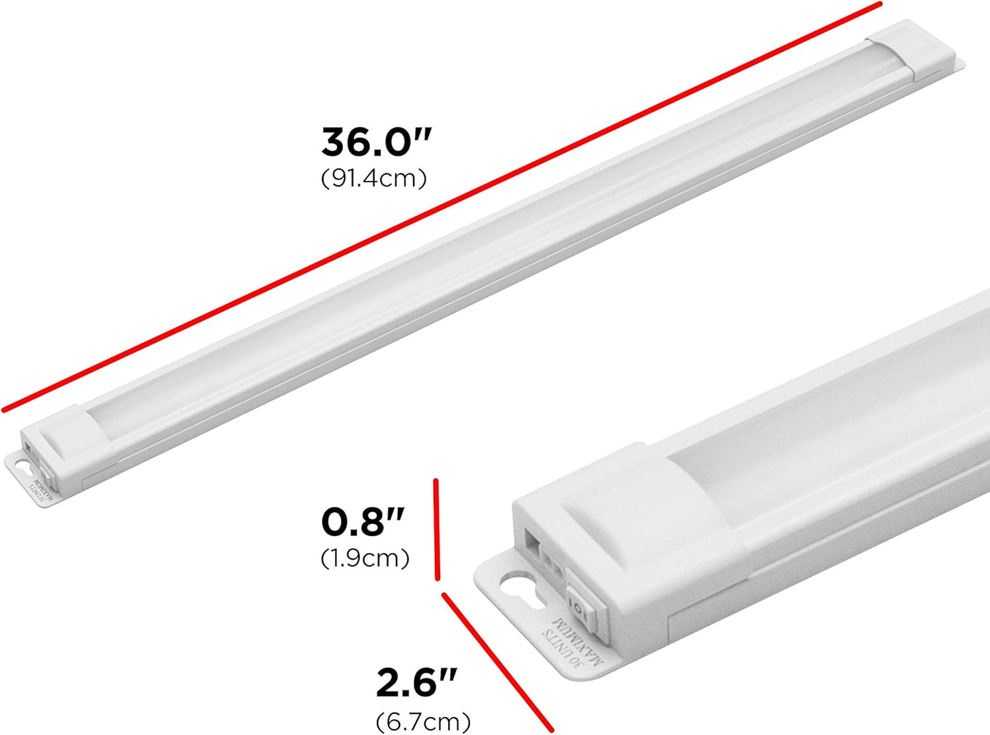 36 Inch Plug-In Linkable under Cabinet Lights, High/Low/Off, Warm White Light (2700K), LED under Cabinet Lighting, under Counter Lights for Kitchen, 44108