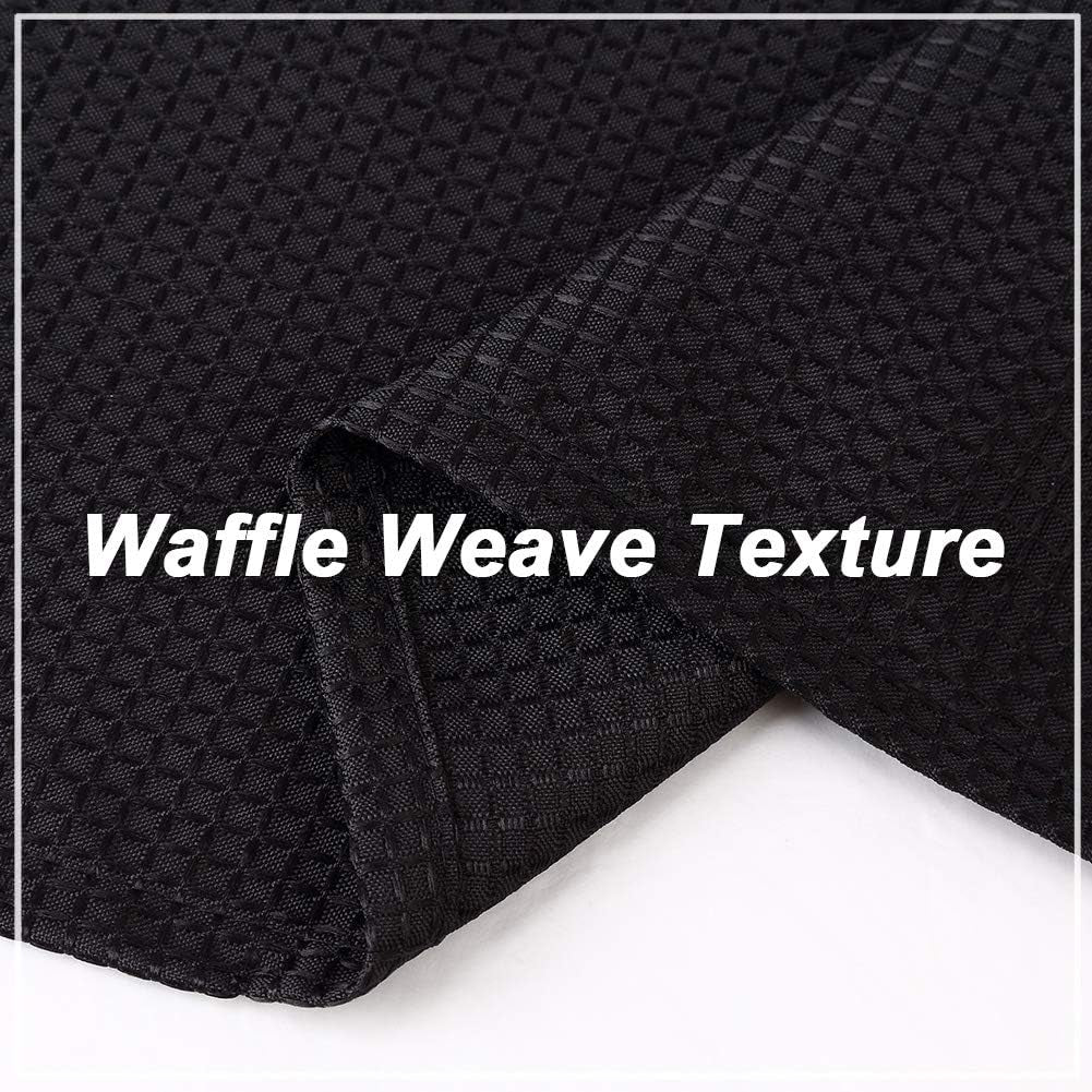 Black Fabric Shower Curtain, Hotel Quality Waffle Weave Textured Fabric Shower Curtains for Bathroom Washable, Black, 72X72 Inch