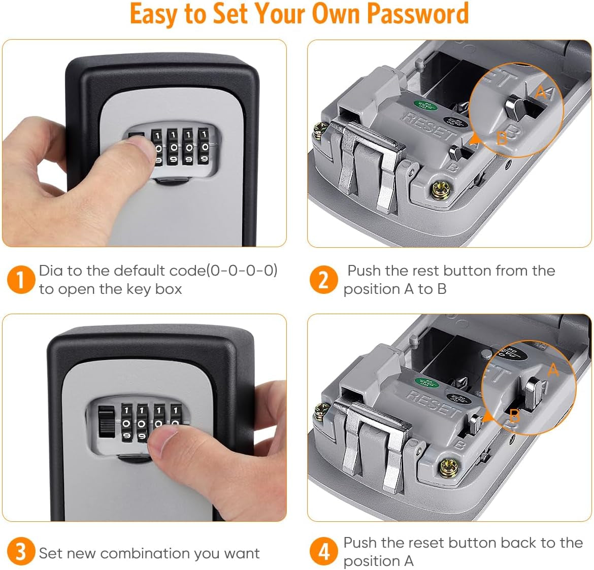 Key Lock Box Wall Mounted, 4 Digit Combination Lockbox for Outside, House Keys - 5 Keys Capacity, Key Safe Security Storage Lock Box for Indoor, Outdoor, Garage, Garden, Store (Grey, 1Pack)
