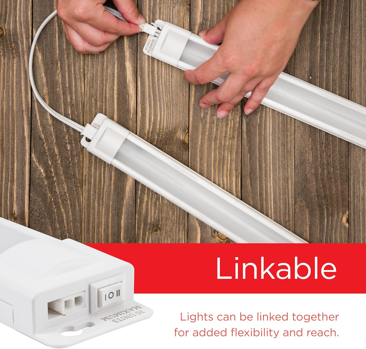 36 Inch Plug-In Linkable under Cabinet Lights, High/Low/Off, Warm White Light (2700K), LED under Cabinet Lighting, under Counter Lights for Kitchen, 44108