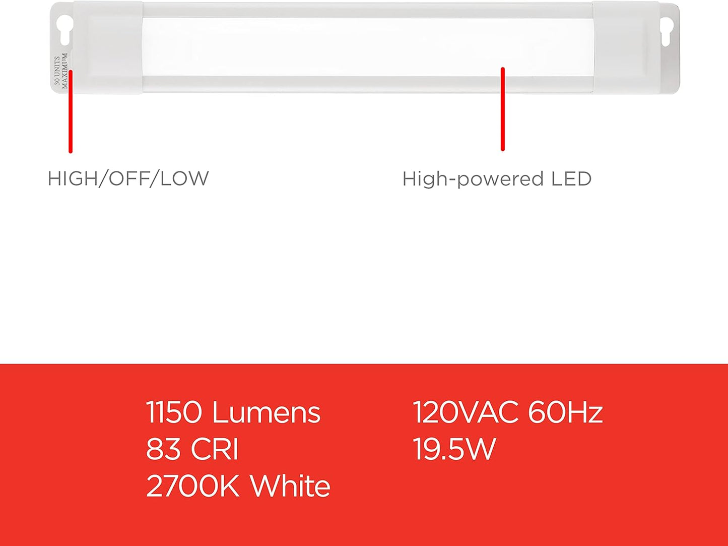 36 Inch Plug-In Linkable under Cabinet Lights, High/Low/Off, Warm White Light (2700K), LED under Cabinet Lighting, under Counter Lights for Kitchen, 44108