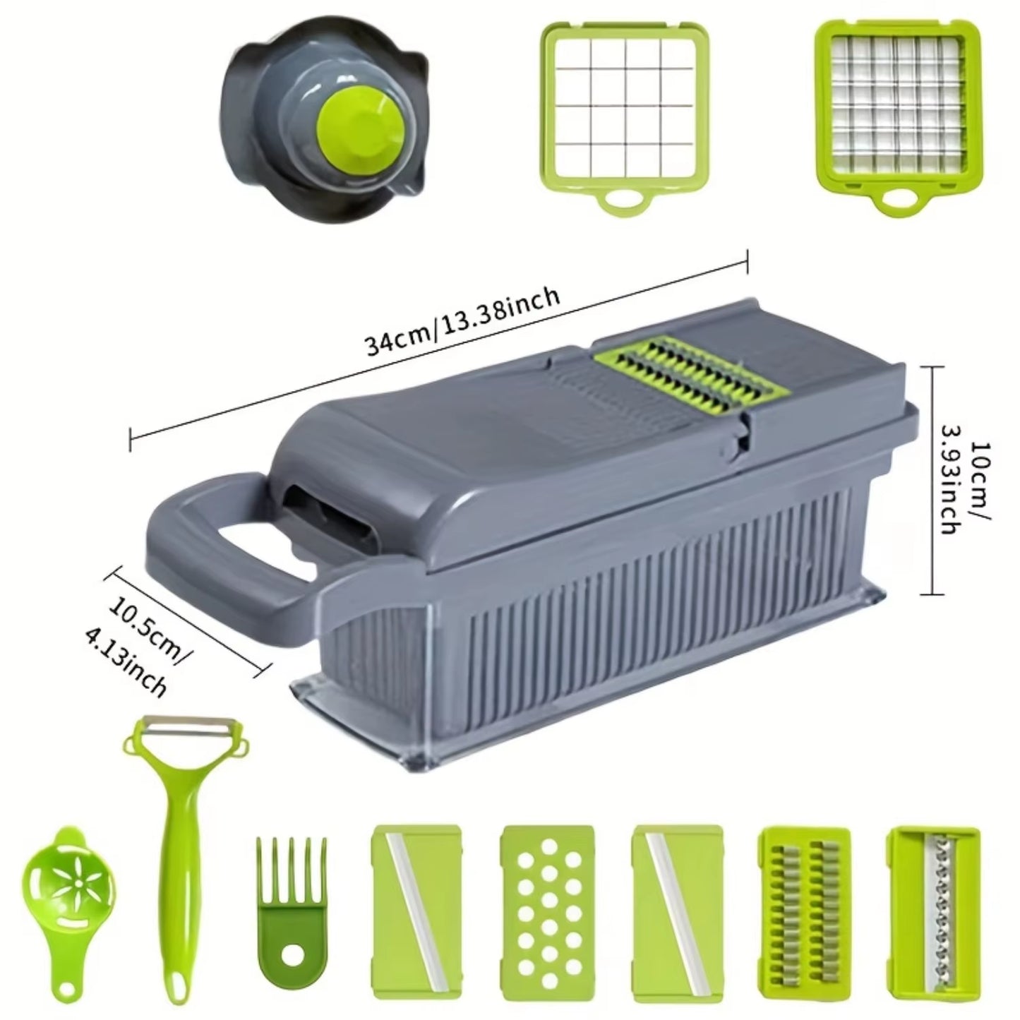 Multifunctional, Robust Vegetable Chopper & Fruit Slicer Set - Manual Food Cutter with Container, Efficient Onion Mincer, Potato