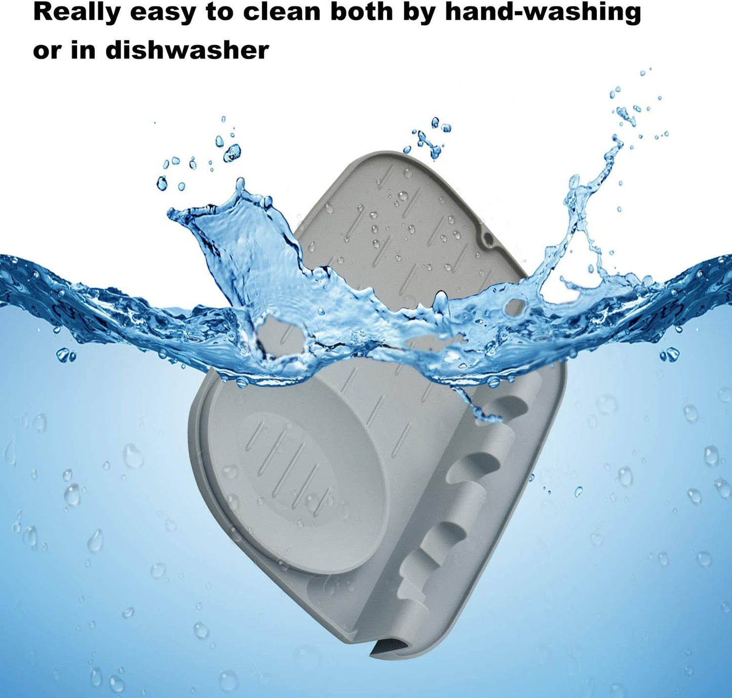 FUNAME 2 in 1 Silicone Spoon Rest, Multiple Utensil Rest W/Drip Pad 4 Slots & 1 Spoon Holder for Kitchen Counter Stove Top, Heat-Resistant Easy Clean Non-Slip for Spatulas, Ladles, Tongs & More (Gray)