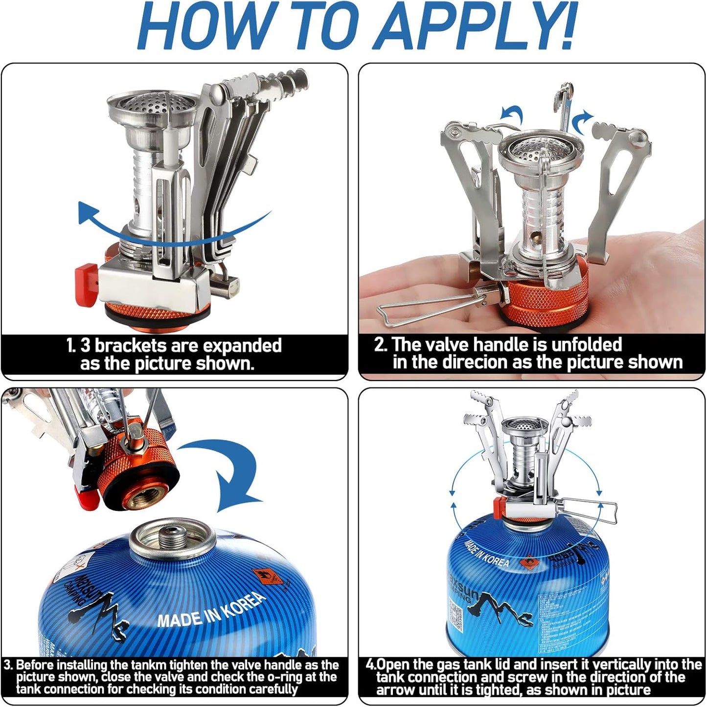 Camping Stove Travel Stove Windproof Backpacking Stove with Piezo Ignition Portable Fuel Burner for Outdoor Camping Hiking Cooking (2 Pieces)