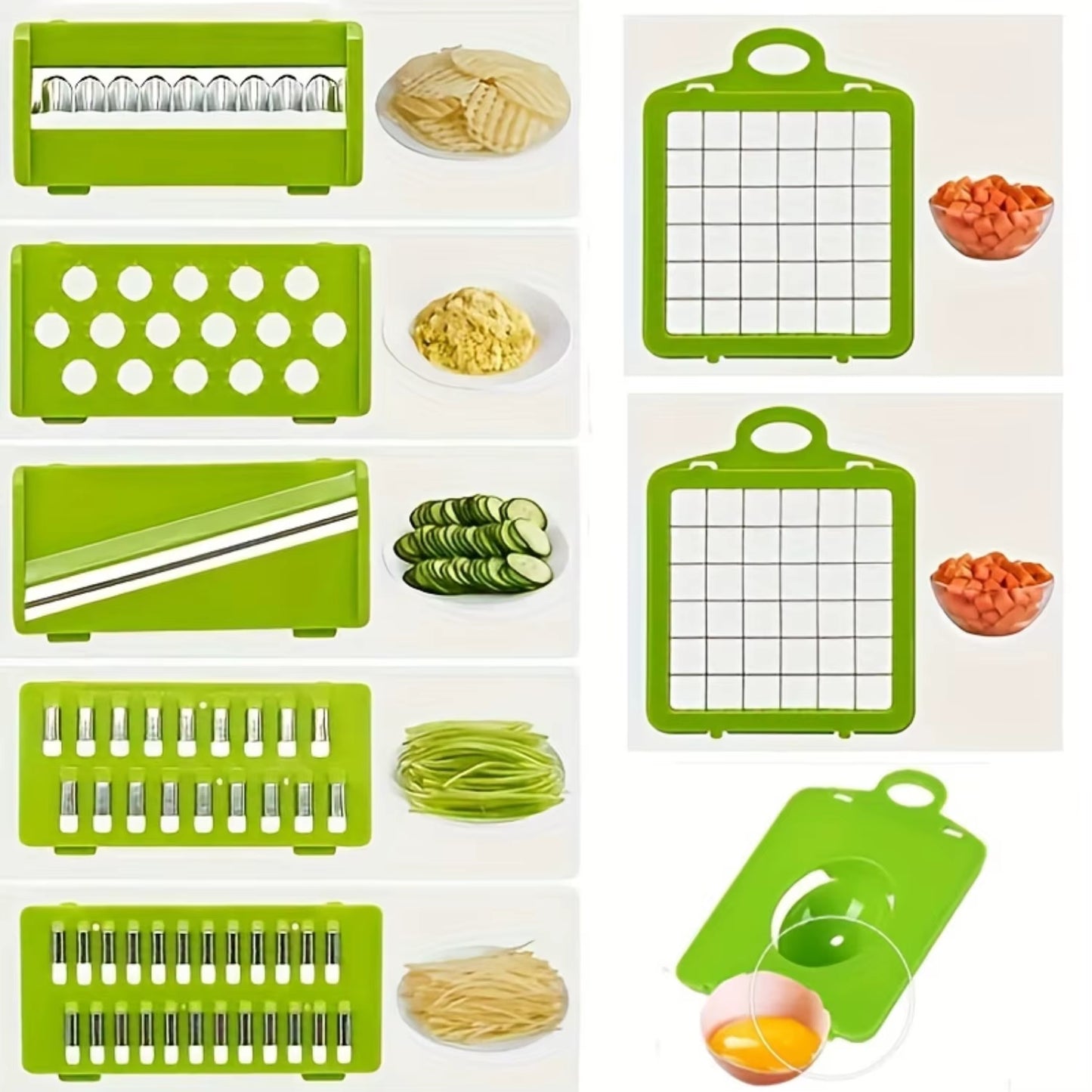 Multifunctional, Robust Vegetable Chopper & Fruit Slicer Set - Manual Food Cutter with Container, Efficient Onion Mincer, Potato