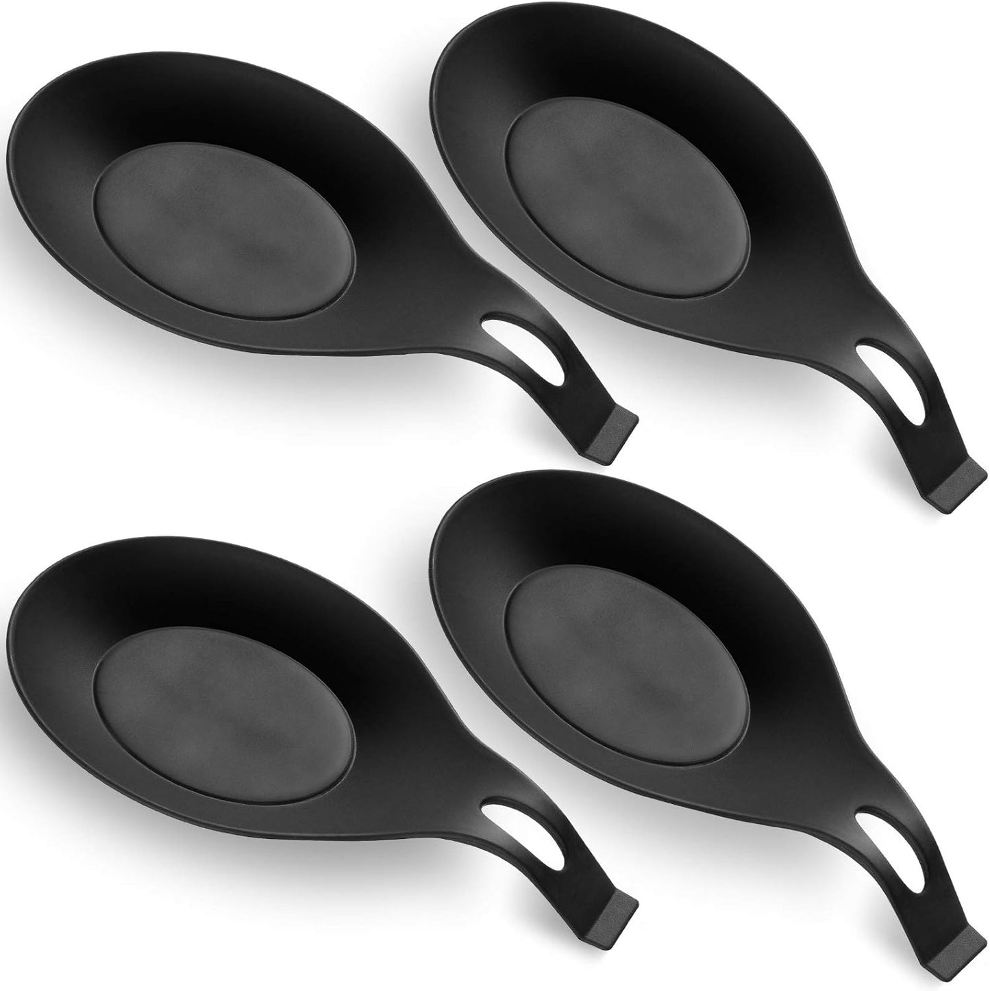 (4 Pcs) Spoon Rest, Spoon Rest for Kitchen, Red/Black, Silicone Spoon Holder, Spoon Rest for Kitchen Counter