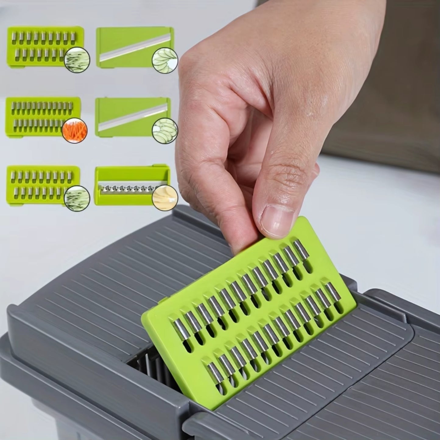 Multifunctional, Robust Vegetable Chopper & Fruit Slicer Set - Manual Food Cutter with Container, Efficient Onion Mincer, Potato