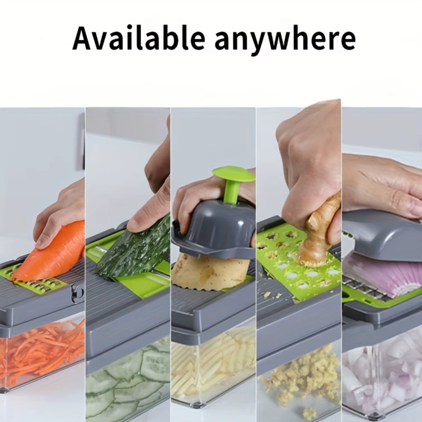 Multifunctional, Robust Vegetable Chopper & Fruit Slicer Set - Manual Food Cutter with Container, Efficient Onion Mincer, Potato