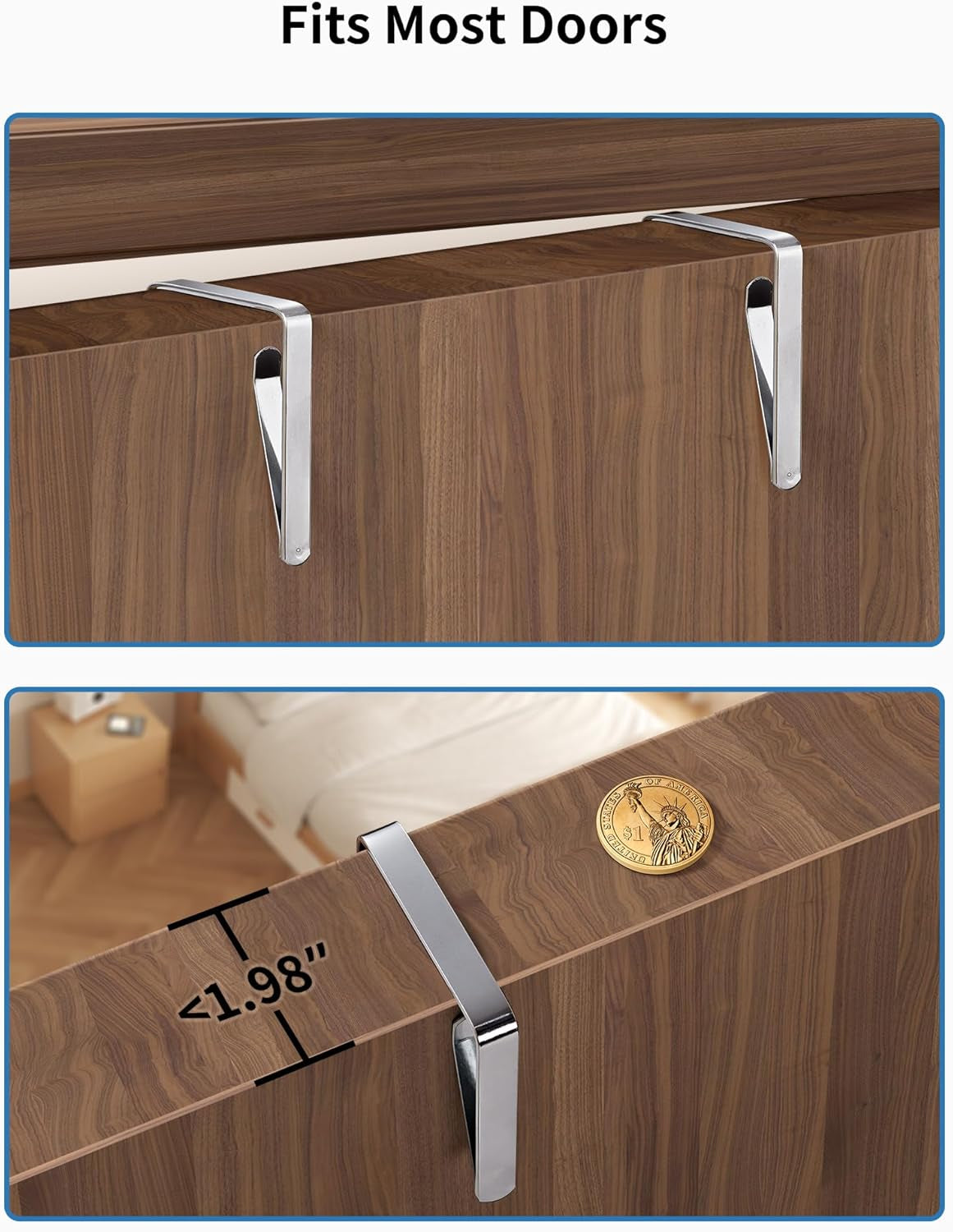 over the Door Organizer Storage, 5 Shelf Hanging Door Organizer with 5 Large Capacity Pockets, anti Tilt 44 Lb Load behind Door Storage for Bedroom, Bathroom, Pantry, Nursery, (Grey)