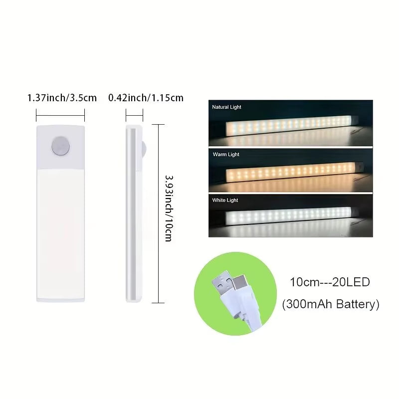 Night Light Led Light under Cabinet Light Motion Sensor Closet Light Cabinet USB Rechargeable Kitchen Lighting Lamp