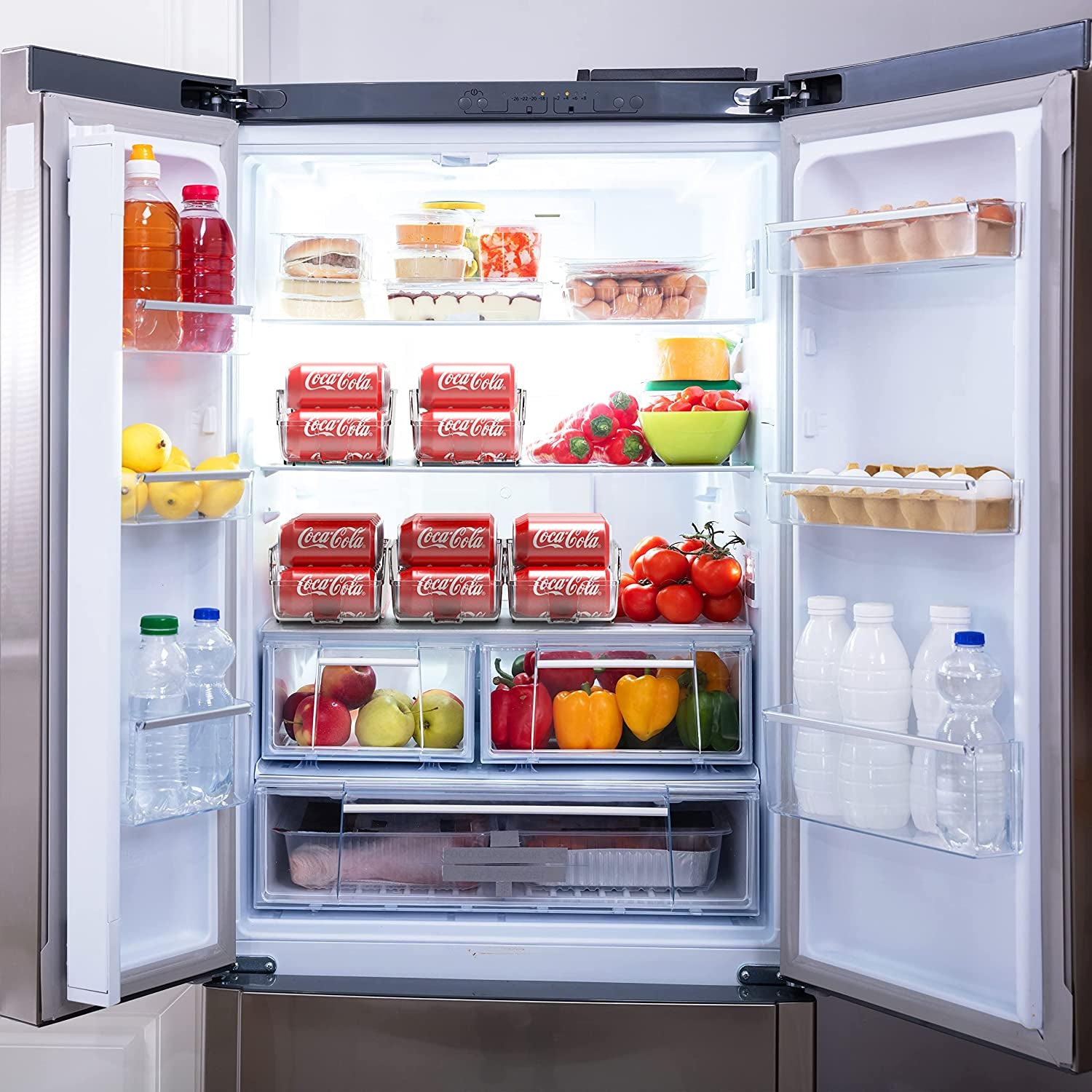 Soda Can Organizer for Pantry / Refrigerator, Clear, Set of 2