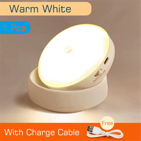 360 Rotated PIR Motion Sensor LED Night Light Wall Lamps Rechargeable under Cabinet Light Wireless Closet Night Lamp