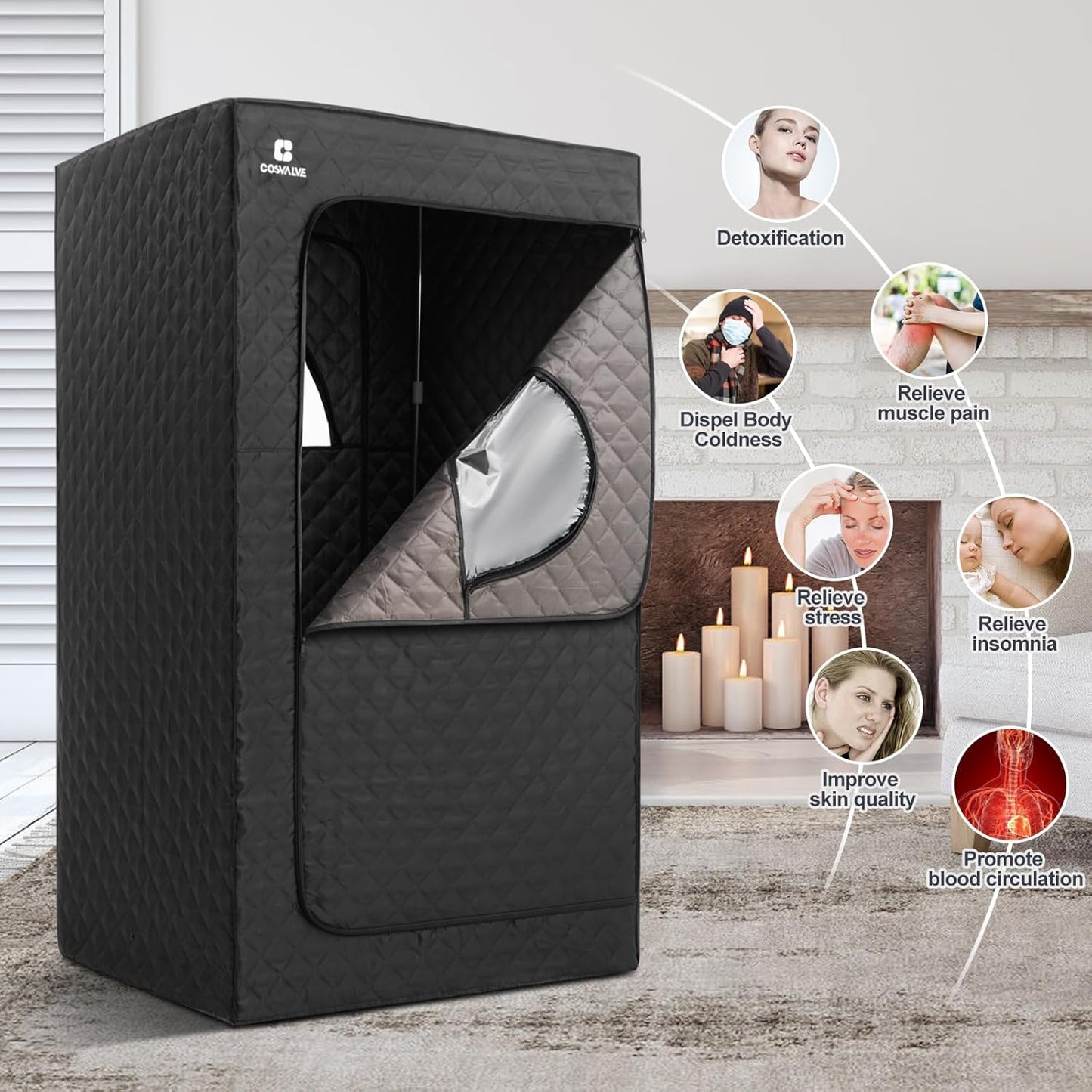 Portable Steam Sauna for Home, Full Size Personal Steam Room Sauna Box Kit with 2.6L 1000W Steam Generator, Remote Control, Indoor Sauna Tent for Home Spa Relaxation (39.3'' X 31.5''X 67'')