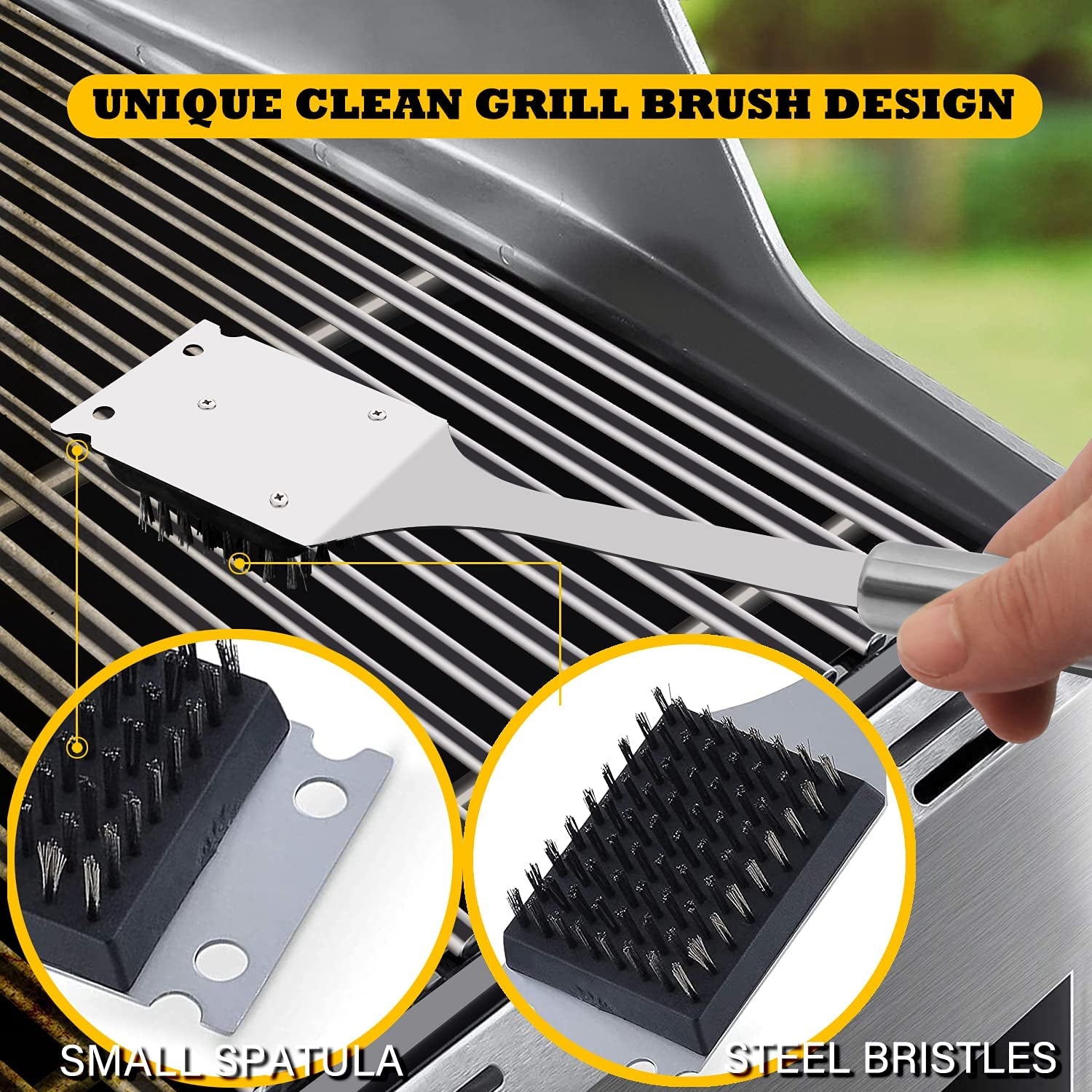 25 Pcs 14” Standard BBQ Grill Set with 4-In-1 Spatula, Wire Cleaning Brush, Grilling Fork, Straws. Premium Heavy-Duty Grill Accessories Gift and Utensils Bundle