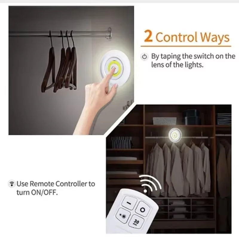 Dimmable LED under Cabinet Light with Remote Control Battery Operated LED Closets Lights Wardrobe Bathroom Lighting Night Light