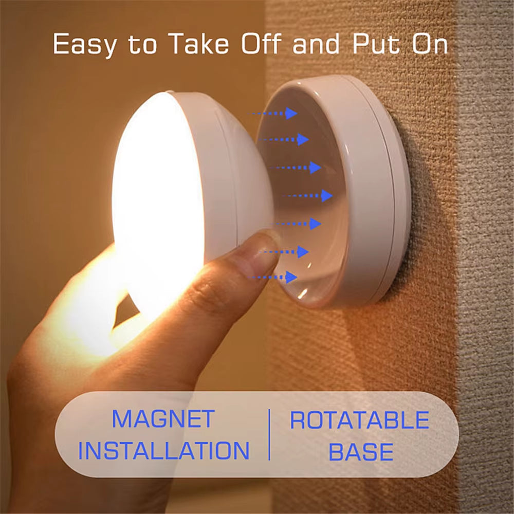 360 Rotated PIR Motion Sensor LED Night Light Wall Lamps Rechargeable under Cabinet Light Wireless Closet Night Lamp