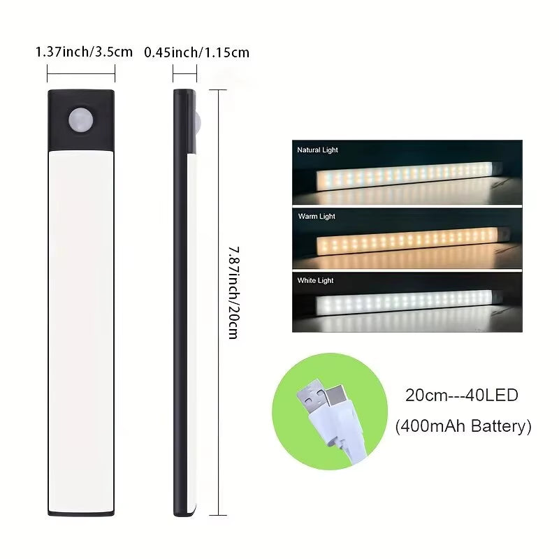 Night Light Led Light under Cabinet Light Motion Sensor Closet Light Cabinet USB Rechargeable Kitchen Lighting Lamp