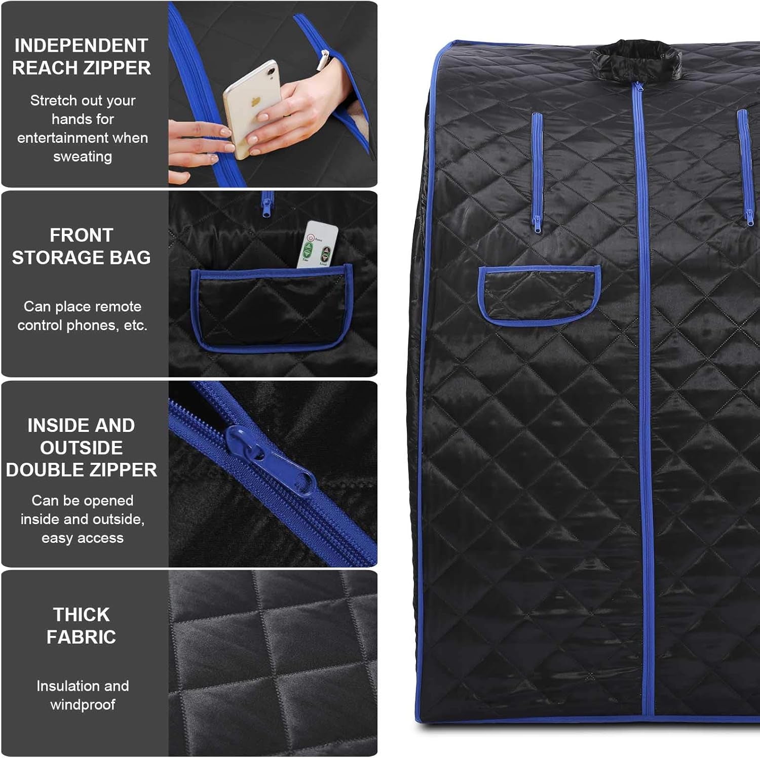 Saunas for Home - Portable Personal Steam Sauna Spa, Indoor Sauna Tent with Remote Control, One Person Sauna with Chair, Black