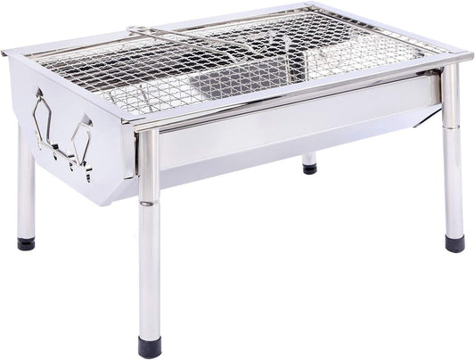 Foldable Charcoal Grill Barbecue, Portable Stainless Steel BBQ Grill Small Camping Grill for Outdoor Picnic Camping Cooking