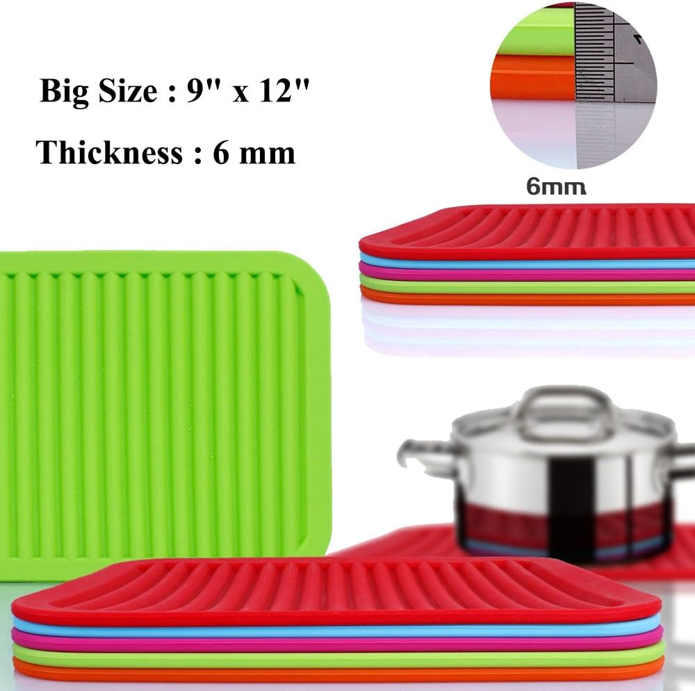 Silicone Trivets - 9" X 12" Silicone Potholder [2 Set ] Silicone Pot Holders - Spoon Rest - Kitchen Table Mat - Hot Pads - Large Coasters (Peppermint Green)
