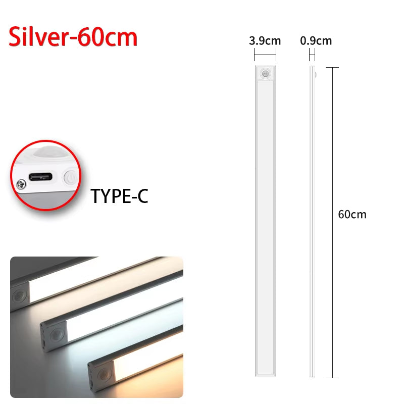 LED Motion Sensor Light Night Light Wireless USB under Cabinet Light for Kitchen Cabinet Bedroom Wardrobe Sensor Indoor Lighting