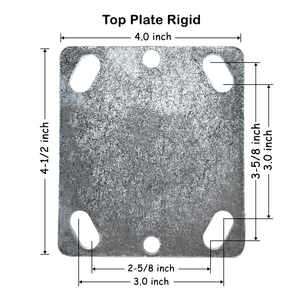 6" 2 Pack Plate Caster, Heavy Duty W/Polyolefin/Polyurethane Wheel Top Plate Caster Extra Width 2 Inches 1800 Lbs Total Capacity (6 Inches Pack of 2, Red/Black Rigid)