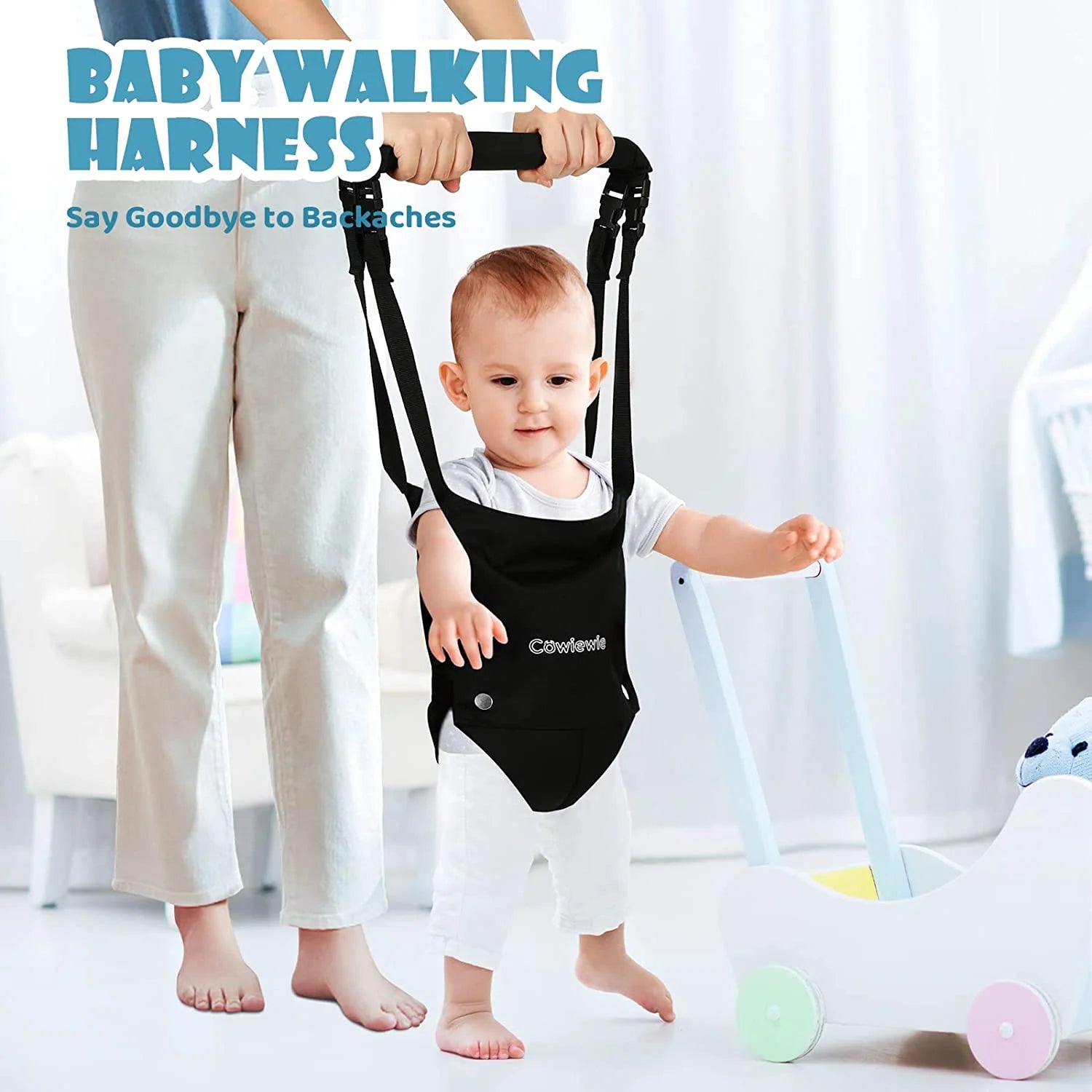 2 in 1 Baby Door Jumper, Adjustable Strap and Seat for 6-24 Months Infant Toddler, Foldable, Black