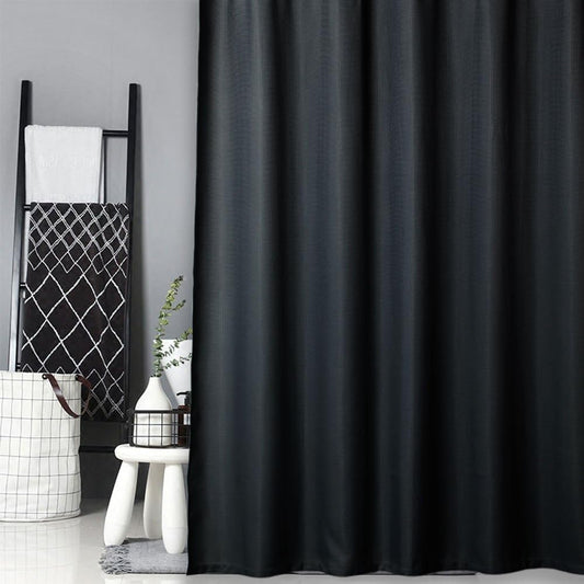 Black Fabric Shower Curtain, Hotel Quality Waffle Weave Textured Fabric Shower Curtains for Bathroom Washable, Black, 72X72 Inch