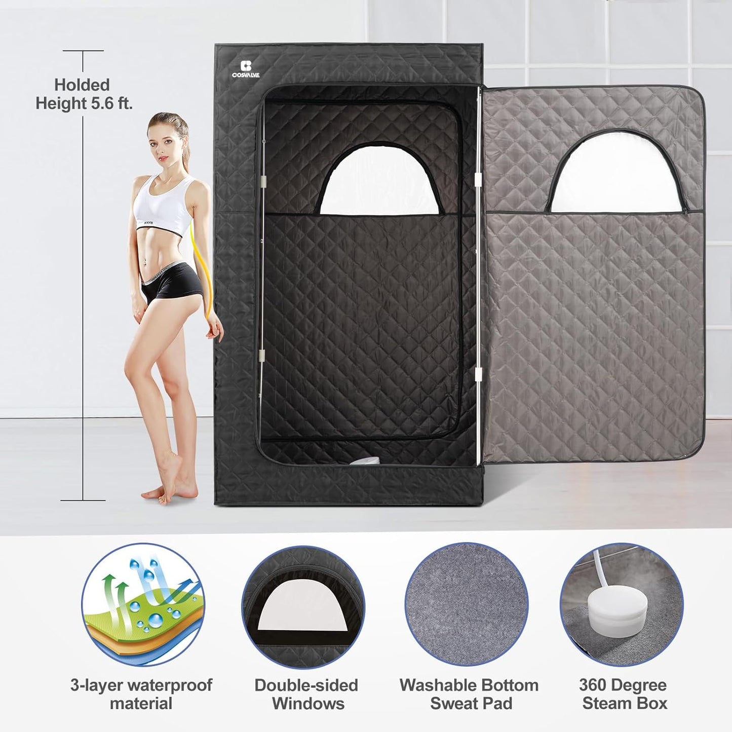 Portable Steam Sauna for Home, Full Size Personal Steam Room Sauna Box Kit with 2.6L 1000W Steam Generator, Remote Control, Indoor Sauna Tent for Home Spa Relaxation (39.3'' X 31.5''X 67'')