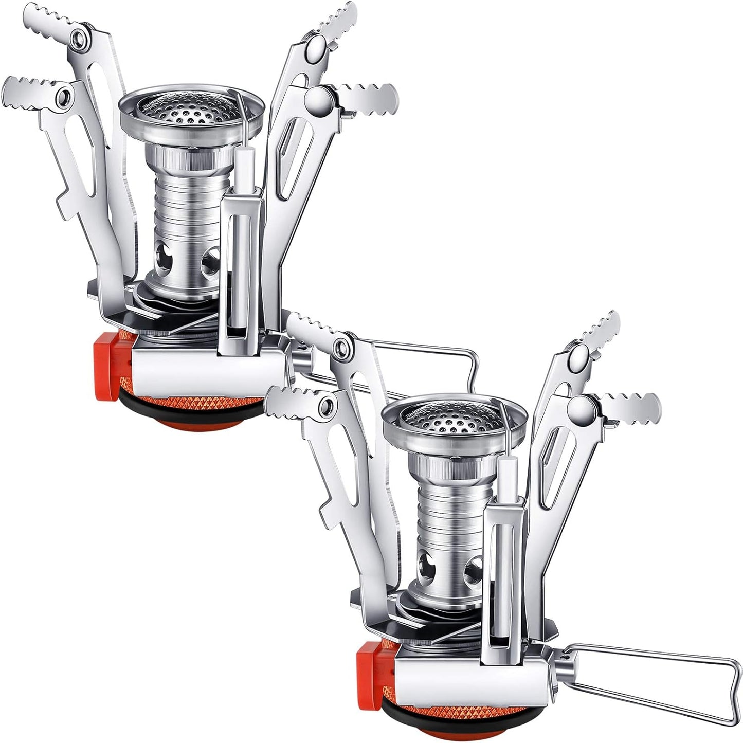 Camping Stove Travel Stove Windproof Backpacking Stove with Piezo Ignition Portable Fuel Burner for Outdoor Camping Hiking Cooking (2 Pieces)