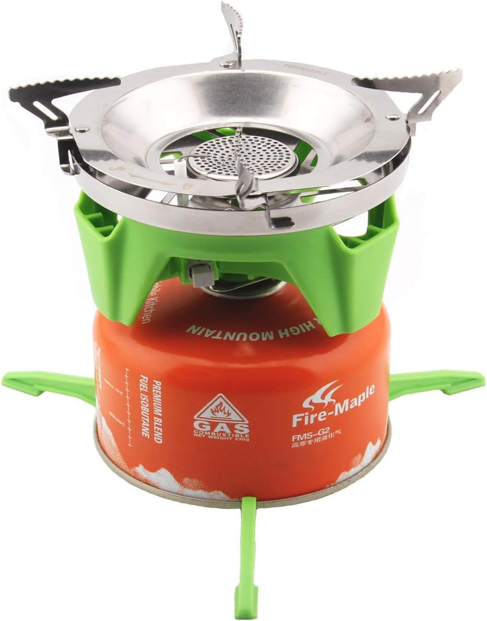Fire Maple FMS-X2 X3 Compact One-Piece Camping Stove Heat Exchanger Pot Camping Equipment Set Flash Personal Cooking System (Star-2，Green)