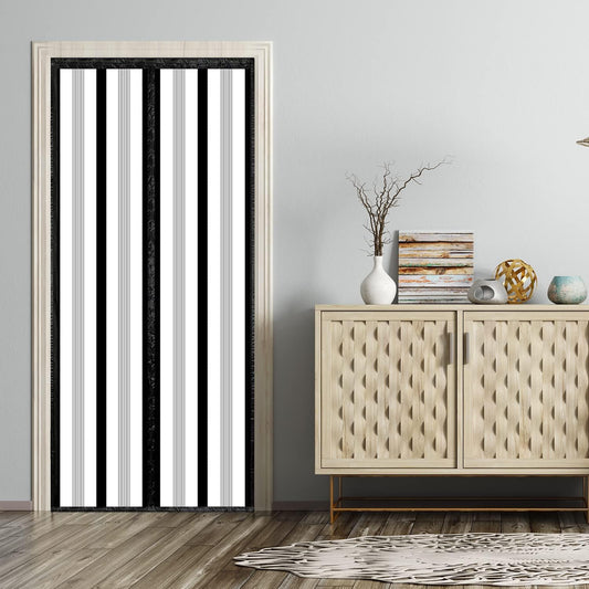 Insulated Door Curtain, Magnetic Thermal Door Cover Screen Door Self-Closing Privacy Magnetic Screen Door Hands Free for Patio, Kitchen, Bedroom, Air Conditioner Room, Fits Doors up to 34" X 80",Black