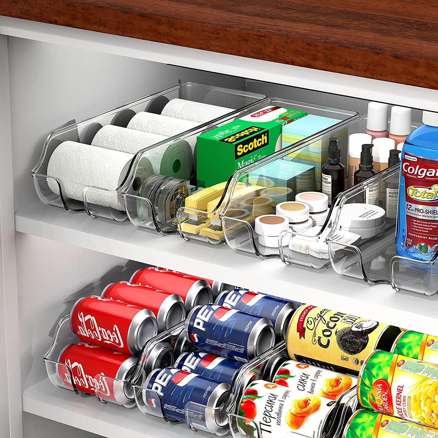 Soda Can Organizer for Pantry / Refrigerator, Clear, Set of 2