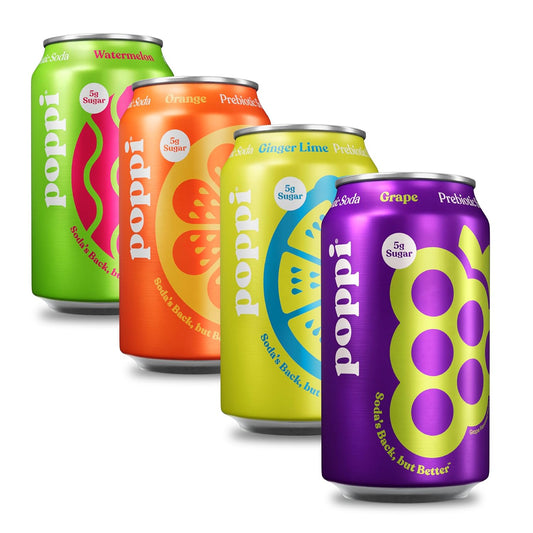 Sparkling Prebiotic Soda Beverage with Apple Cider Vinegar, Seltzer Water and Fruit Juice, Beach Party Variety Pack, 12 Fl Oz, Pack of 12, Packaging May Vary