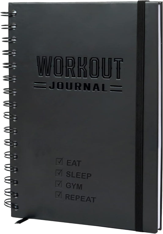 Hardcover Fitness Journal Workout Planner for Men & Women - A5(5.7" X 8.3") Sturdy Workout Log Book to Track Gym & Home Workouts