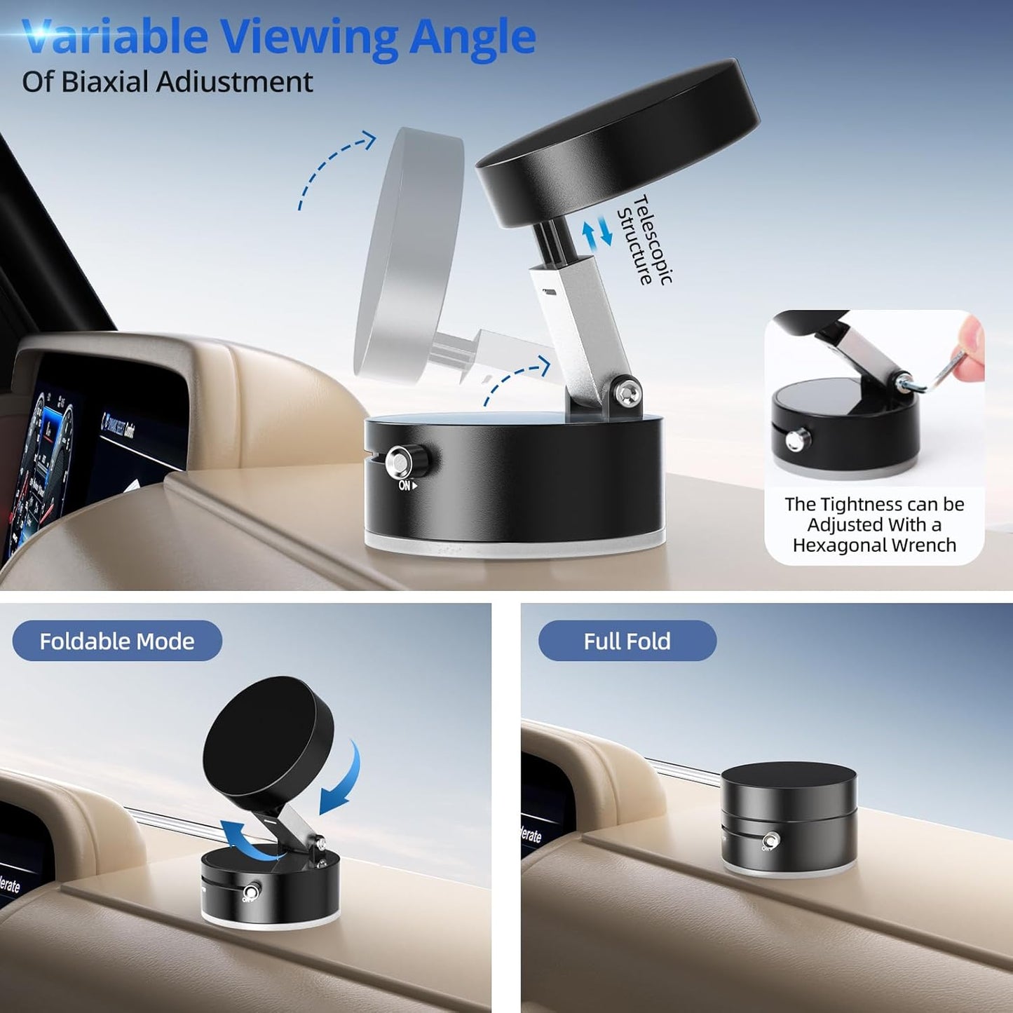 Vacuum Suction Magnetic Phone Holder, Upgraded Suction Cup Phone Holders, Magnetic Car Phone Holders for Phone and All Smartphones, Portable Phone Holder Mount for Gym/Mirror/Smooth Surface, Black